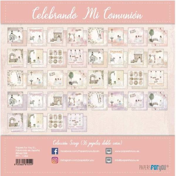 Papers For You - Designpapier "Celebrando Mi Comunión Niñas" Scrap Paper Pack 6x6 Inch - 36 Bogen  