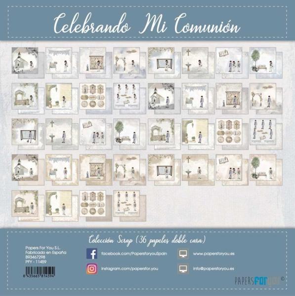 Papers For You - Designpapier "Celebrando Mi Comunión Niños" Scrap Paper Pack 8x8 Inch - 36 Bogen