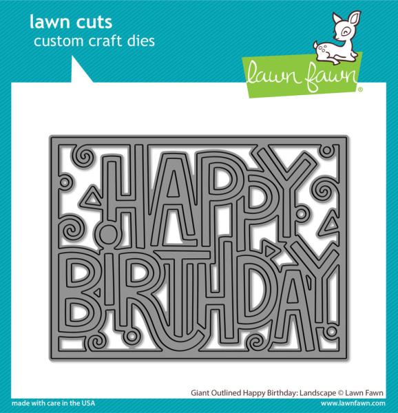 Lawn Fawn - Stanzschablone "Giant Outlined Happy Birthday" Dies