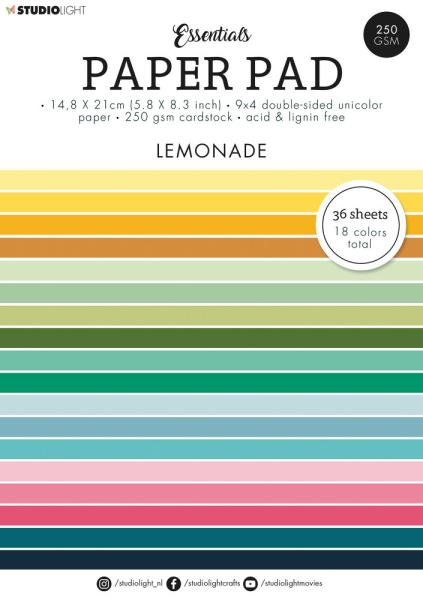 Studio Light - Cardstock "Lemonade" Essentials Paper Pad A5 - 36 Bogen