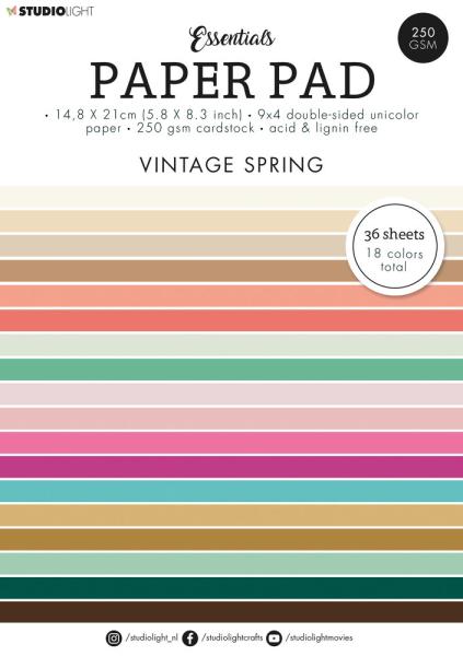 Studio Light - Cardstock "Vintage Spring" Paper Pad A5 - 36 Bogen