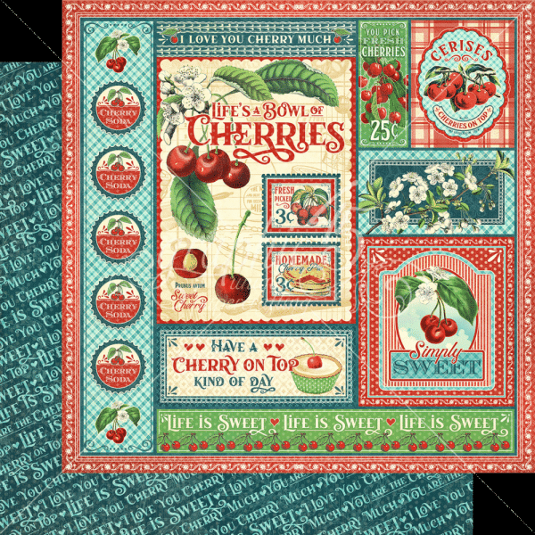 Graphic 45 - Designpapier "Life's a Bowl of Cherries" Collection Pack 12x12 Inch - 16 Bogen