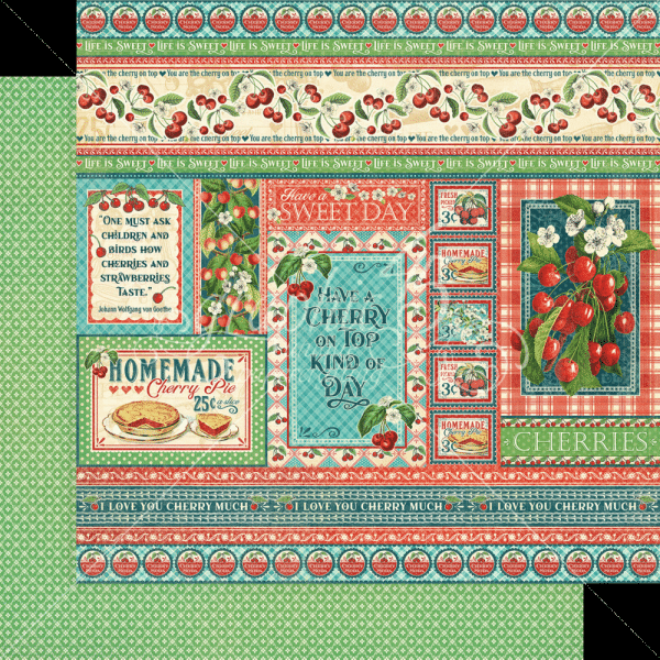 Graphic 45 - Designpapier "Life's a Bowl of Cherries" Collection Pack 12x12 Inch - 24 Bogen