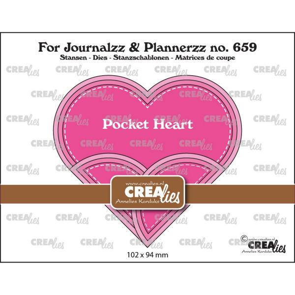 Crealies - Stanzschablone "Pocket Heart" For Journalzz & Plannerzz Dies