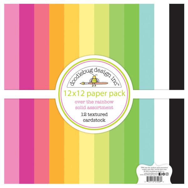 Doodlebug Design - Textured Cardstock "Over The Rainbow" Paper Pack 12x12 Inch - 12 Bogen