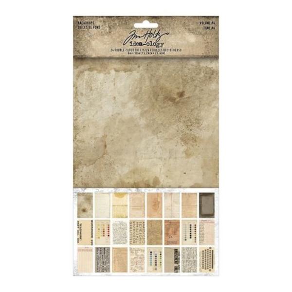 Tim Holtz - Idea Ology - Designpapier "Backdrops Volume 4" Paper Pack 6x10  Inch - 24 Bogen 