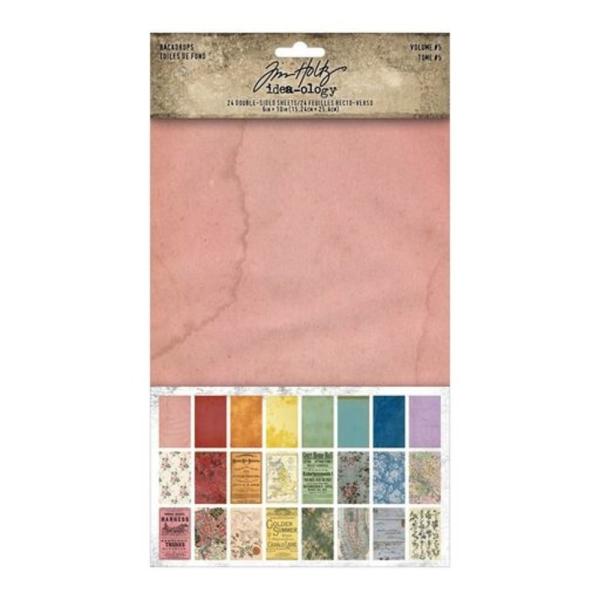 Tim Holtz - Idea Ology - Designpapier "Backdrops Volume 5" Paper Pack 6x10 Inch - 24 Bogen 