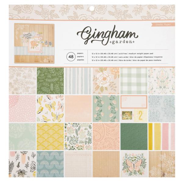 American Crafts - Designpapier "Gingham Garden" Paper Pack 12x12 Inch - 48 Bogen