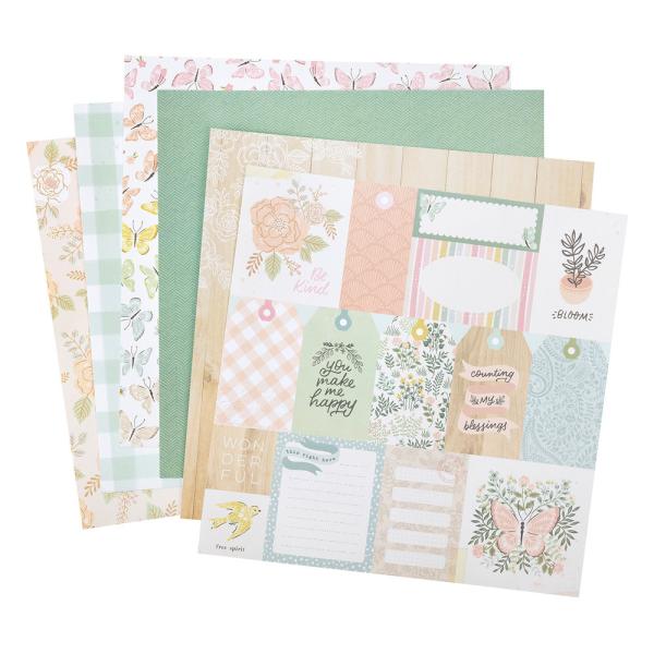 American Crafts - Designpapier "Gingham Garden" Paper Pack 12x12 Inch - 48 Bogen