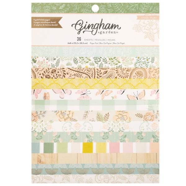 American Crafts - Designpapier "Gingham Garden" Paper Pack 6x8 Inch - 24 Bogen