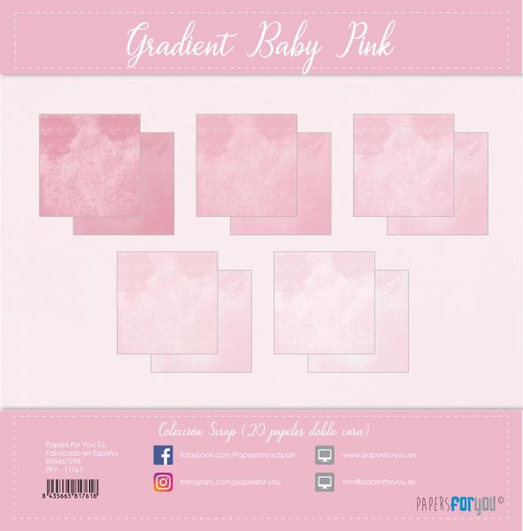 Papers For You - Designpapier "Gradient Baby Pink" Scrap Paper Pack 8x8 Inch - 20 Bogen