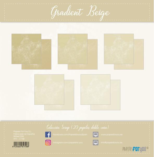 Papers For You - Designpapier "Gradient Beige" Scrap Paper Pack 8x8 Inch - 20 Bogen