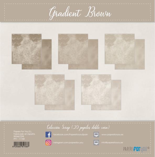 Papers For You - Designpapier "Gradient Brown" Scrap Paper Pack 6x6 Inch - 20 Bogen  