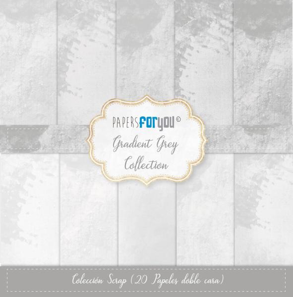 Papers For You - Designpapier "Gradient Grey" Scrap Paper Pack 8x8 Inch - 20 Bogen