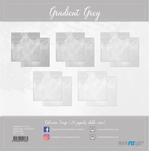 Papers For You - Designpapier "Gradient Grey" Scrap Paper Pack 6x6 Inch - 20 Bogen  