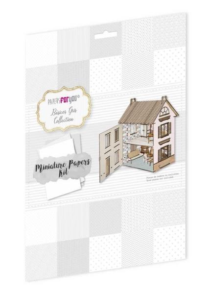 Papers For You - Miniatur Papier Set "Básicos Gris" Miniature Papers Kit - 10 Bogen