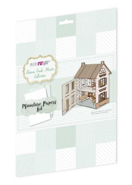 Papers For You - Miniatur Papier Set "Básicos Verde Menta" Miniature Papers Kit - 10 Bogen