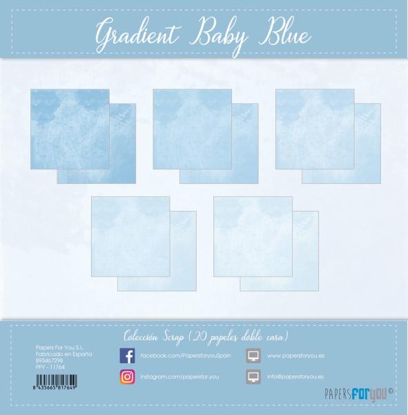 Papers For You - Designpapier "Gradient Baby Blue" Scrap Paper Pack 6x6 Inch - 20 Bogen  