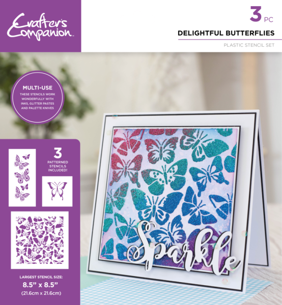 Crafters Companion - Schablone "Delightful Butterflies Multi-Use  Stencil