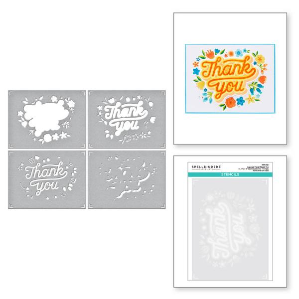 Spellbinders - Schablone "Layered Floral Thank You" Stencil