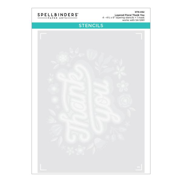 Spellbinders - Schablone "Layered Floral Thank You" Stencil