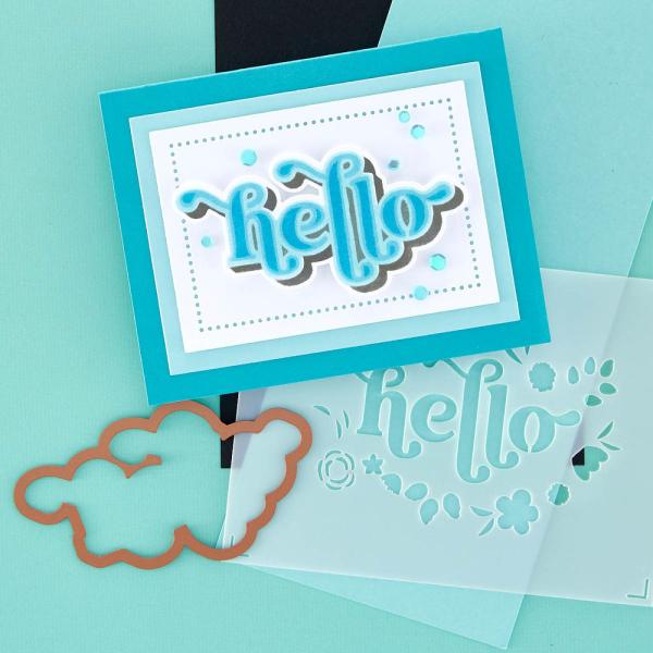 Spellbinders "Floral Hello Stencil and Die Bundle" 