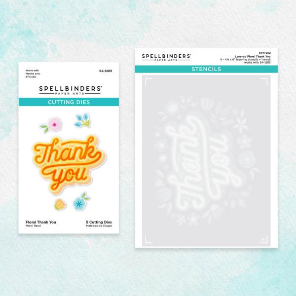 Spellbinders "Floral Thank You Stencil and Die Bundle" 