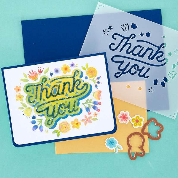 Spellbinders "Floral Thank You Stencil and Die Bundle" 