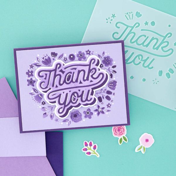 Spellbinders "Floral Thank You Stencil and Die Bundle" 