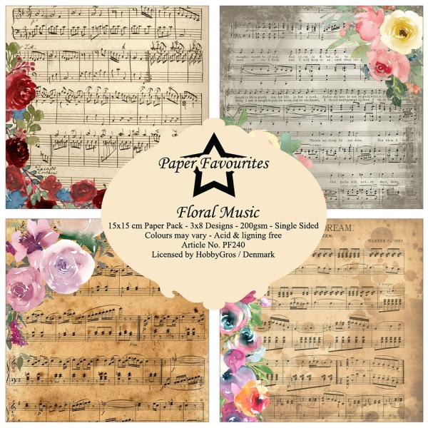 Paper Favourites - Designpapier "Floral Music" Paper Pack 6x6 Inch - 24 Bogen