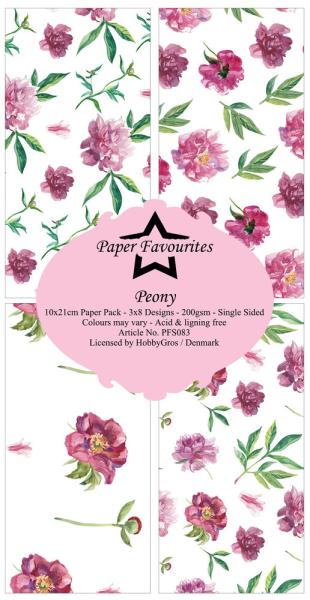 Paper Favourites - Designpapier "Peony " Slim Paper Pack 3x8 Inch - 24 Bogen