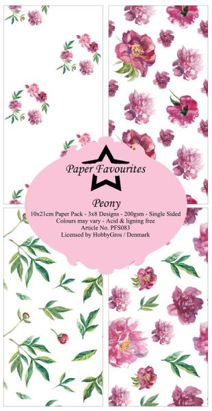 Paper Favourites - Designpapier "Peony " Slim Paper Pack 3x8 Inch - 24 Bogen