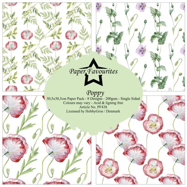 Paper Favourites - Designpapier "Poppy" Paper Pack 12x12 Inch 8 Bogen