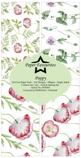 Paper Favourites - Designpapier "Poppy " Slim Paper Pack 3x8 Inch - 24 Bogen