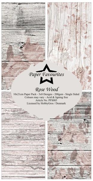 Paper Favourites - Designpapier "Rose Wood " Slim Paper Pack 3x8 Inch - 24 Bogen