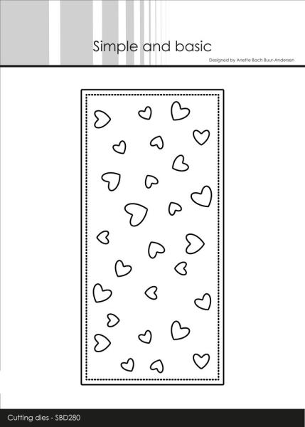 Simple and Basic - Stanzschablone 7x14,5 cm "Mini Slimcard Lots of Hearts" Dies