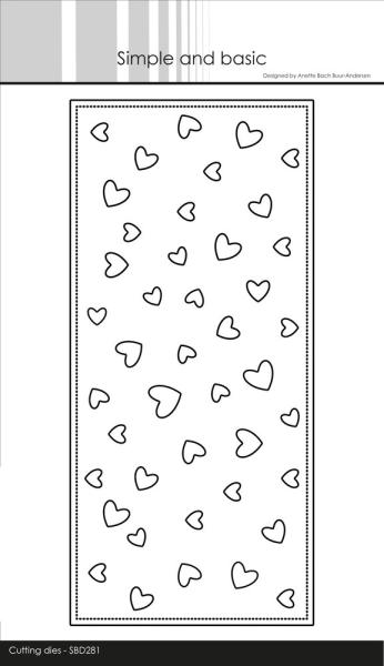 Simple and Basic - Stanzschablone 9,5x20,5 cm "Slimcard Lots of Hearts" Dies