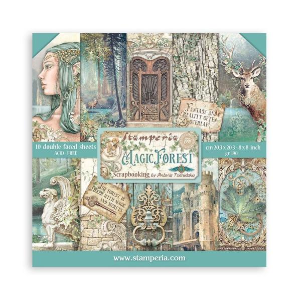 Stamperia - Designpapier "Magic Forest" Paper Pack 8x8 Inch - 10 Bogen