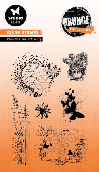 Studio Light - Stempelset "Flowers and Butterflies" Clear Stamps Grunge Collection