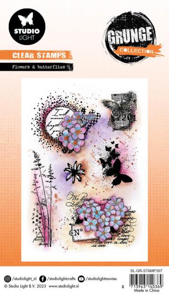 Studio Light - Stempelset "Flowers and Butterflies" Clear Stamps Grunge Collection