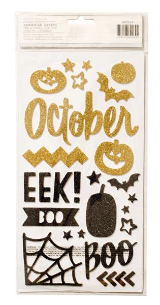 American Crafts - Aufkleber "After dark glitter foam spooky" Sticker