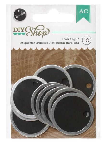 American Crafts "Tags Round Metal Rimmed Chalk"