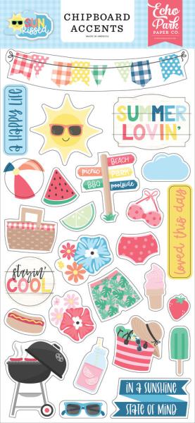 Echo Park - Sticker "Sun Kissed" Chipboard 6x13 Inch