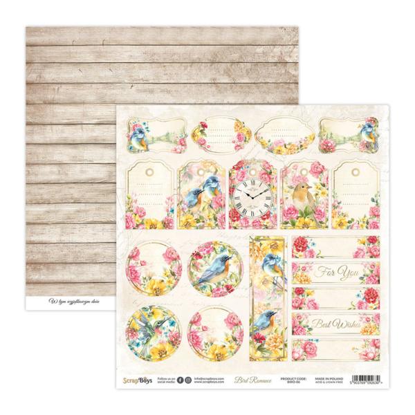 ScrapBoys - Designpapier "Bird Romance" Paper Pack 12x12 Inch - 12 Bogen