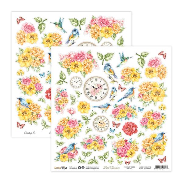 ScrapBoys - Designpapier "Bird Romance" Paper Pack 12x12 Inch - 12 Bogen