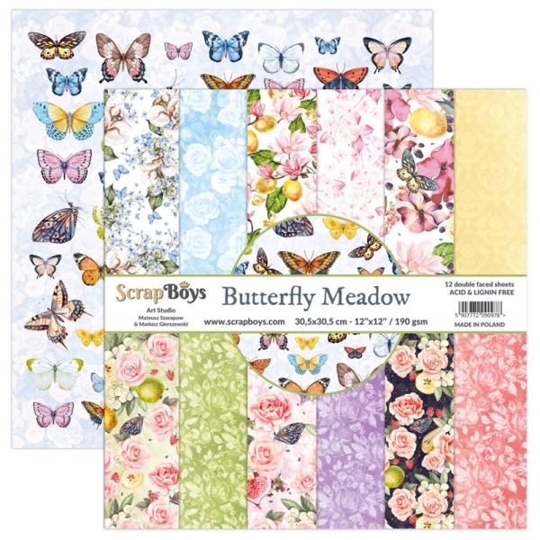 ScrapBoys - Designpapier "Butterfly Meadow" Paper Pack 12x12 Inch - 12 Bogen