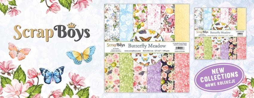 ScrapBoys - Designpapier "Butterfly Meadow" Paper Pack 12x12 Inch - 12 Bogen