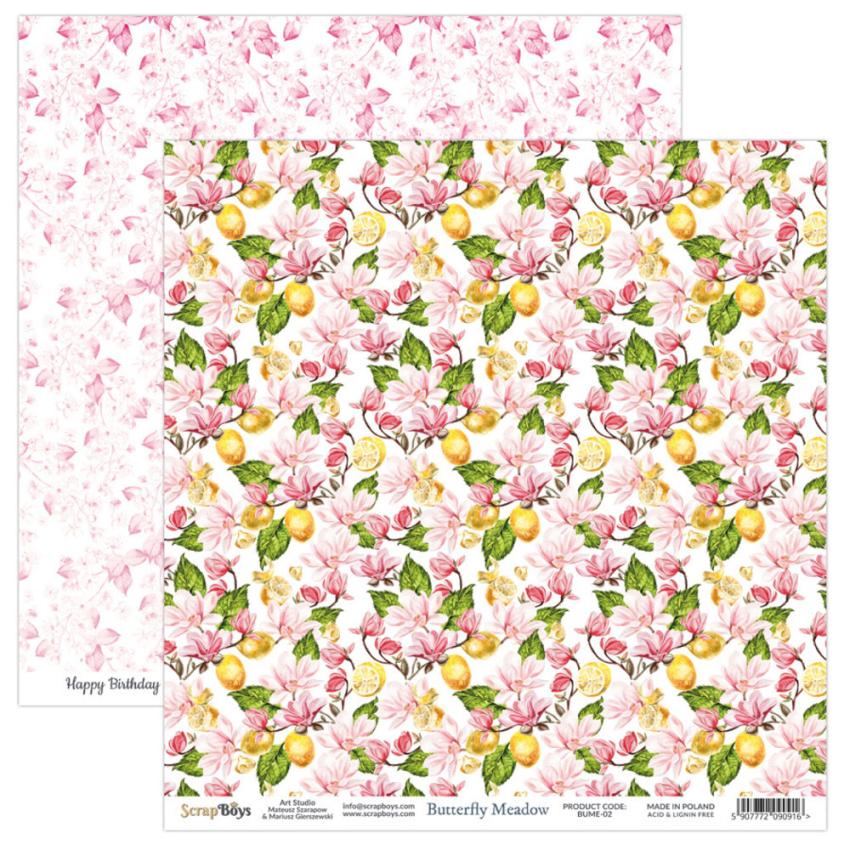 ScrapBoys - Designpapier "Butterfly Meadow" Paper Pack 12x12 Inch - 12 Bogen