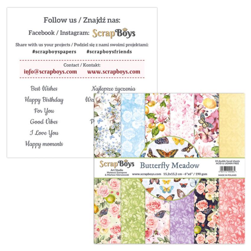 ScrapBoys - Designpapier "Butterfly Meadow" Paper Pack 12x12 Inch - 12 Bogen