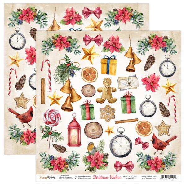 ScrapBoys - Designpapier "Christmas Wishes" Paper Pack 12x12 Inch - 12 Bogen